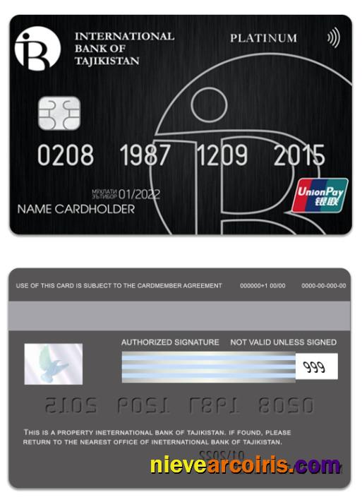 Tajikistan International Bank of Tajikistan UniPay platinum card